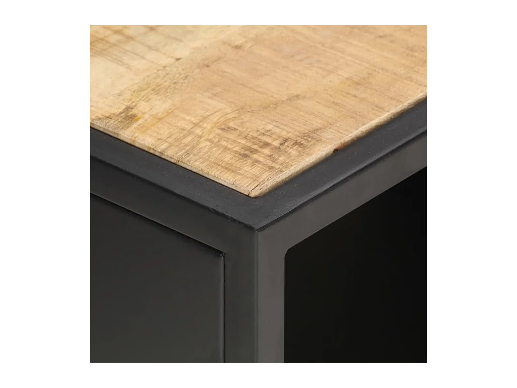 Meuble TV avec porte sculptée 90x30x40 cm Bois de manguier brut