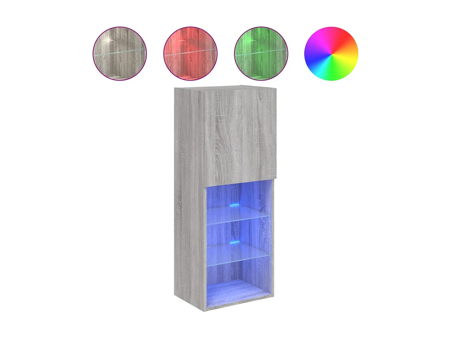 TV-meubel met LED-verlichting Sonoma grijs 40,5x30x102 cm