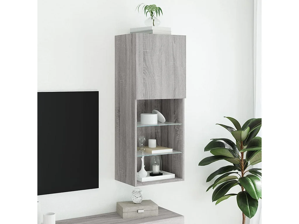 TV-meubel met LED-verlichting Sonoma grijs 40,5x30x102 cm