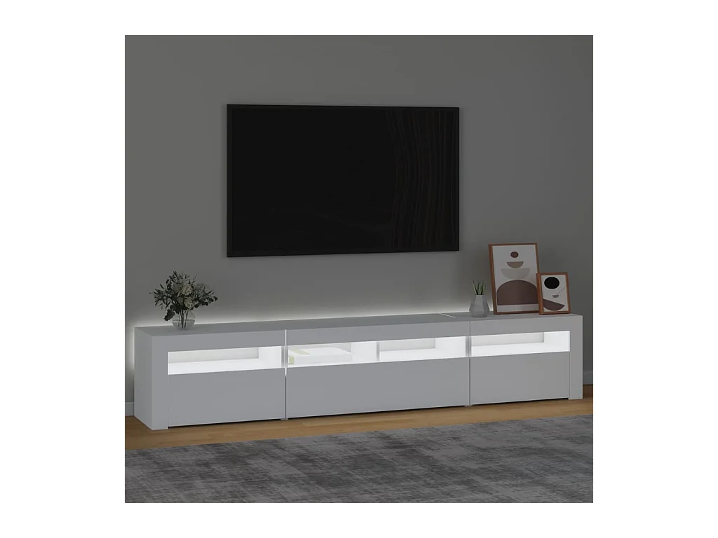 Meuble TV avec lumières LED Blanc 210x35x40 cm