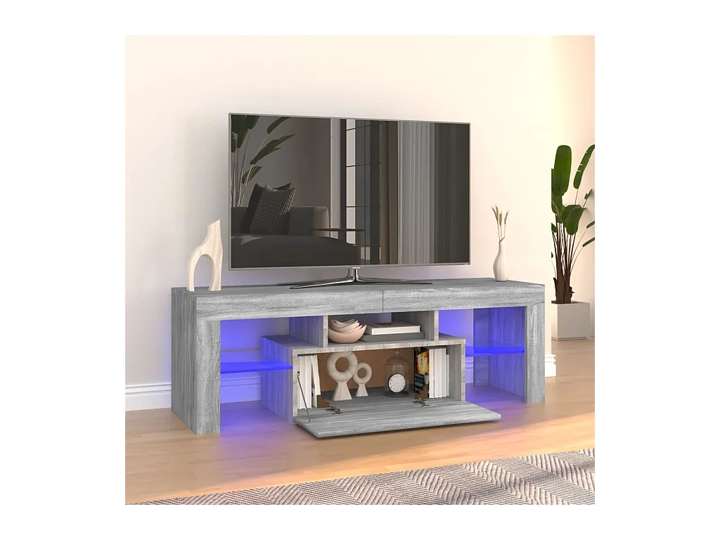 Meuble TV avec lumières LED sonoma gris 120x35x40 cm