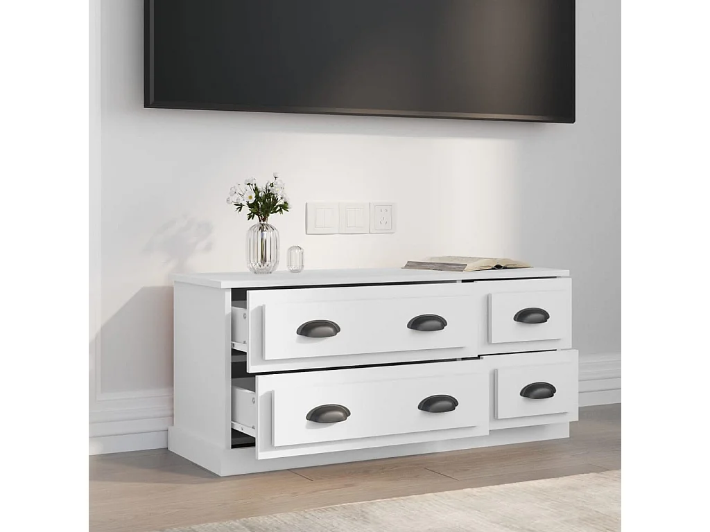 Mobile TV bianco 100x35,5x45 cm in legno ingegnerizzato