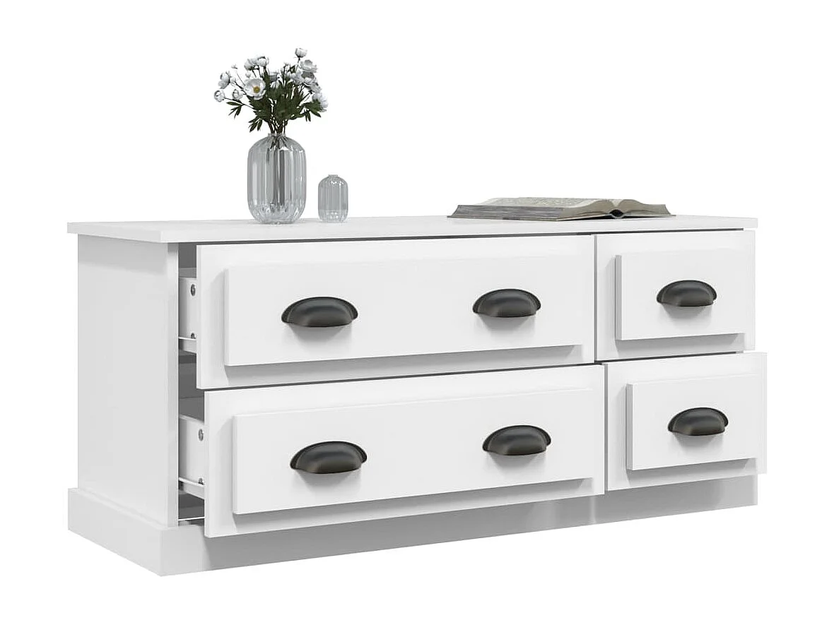 Mobile TV bianco 100x35,5x45 cm in legno ingegnerizzato