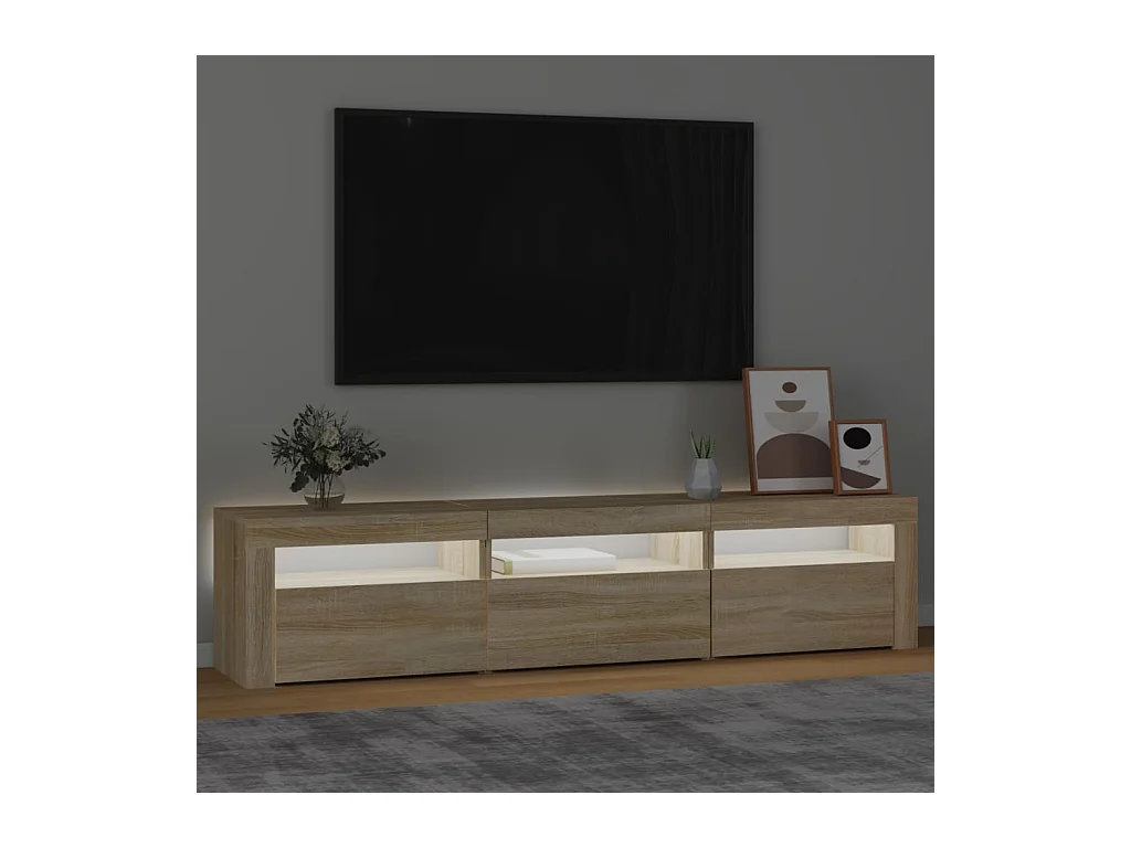 Meuble TV avec lumières LED Chêne sonoma 180x35x40 cm