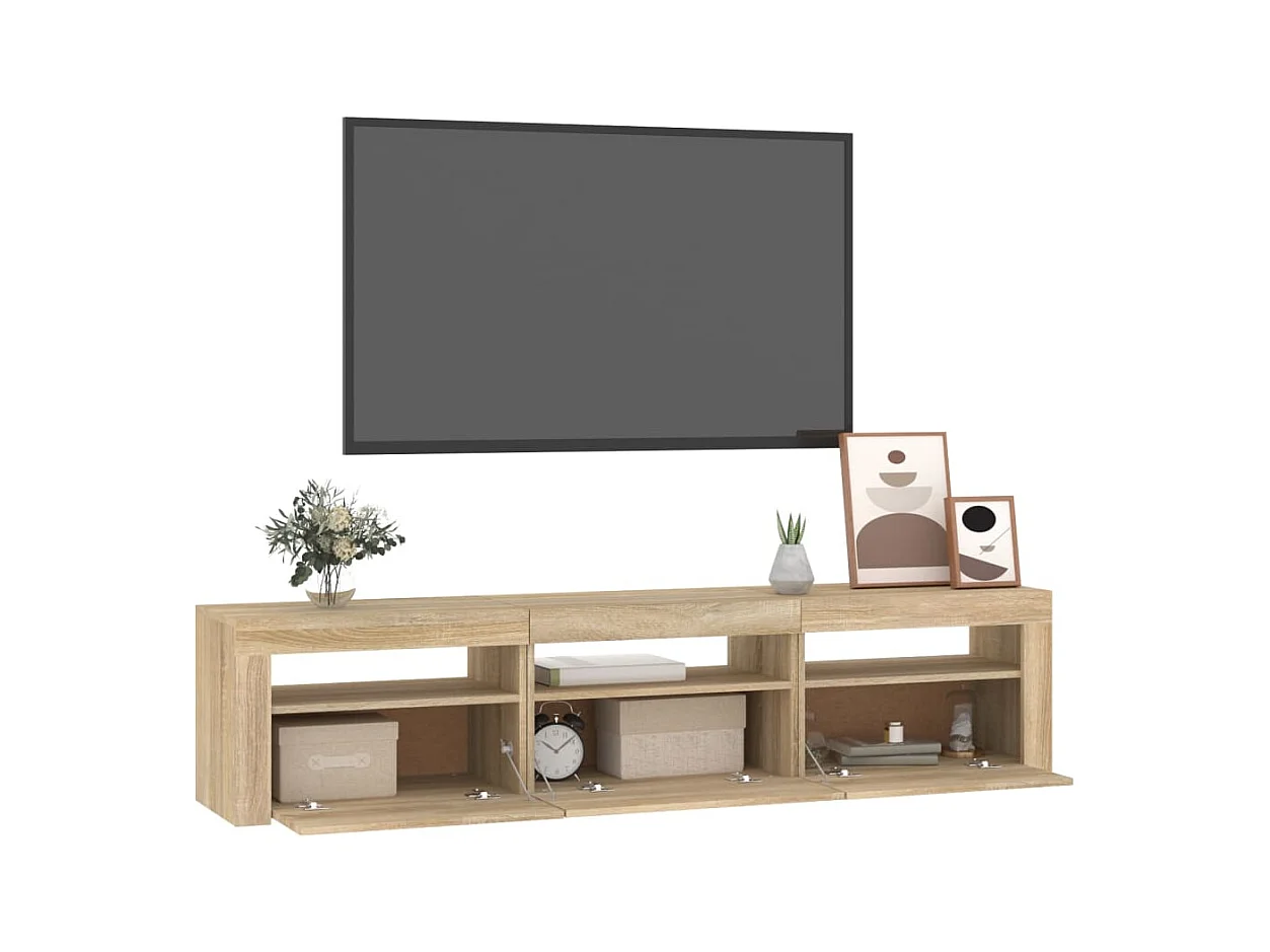 Meuble TV avec lumières LED Chêne sonoma 180x35x40 cm