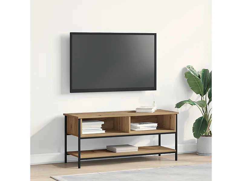 100 x 35 x 45 cm Artisan Oak TV-Schrank aus Holzwerkstoff und Stahl