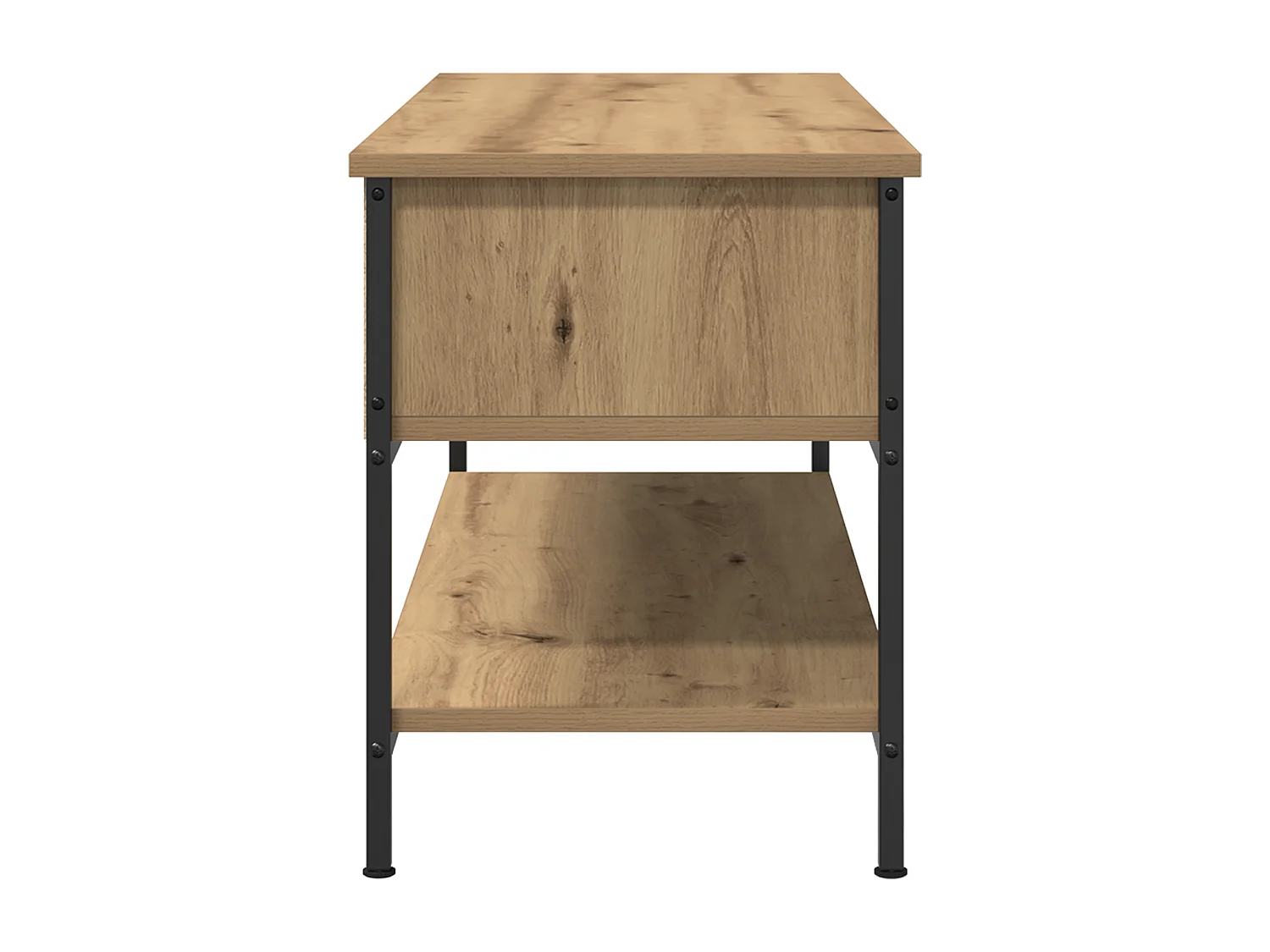 100x35x45 cm Artisan eikenhouten tv-kast in bewerkt hout en staal