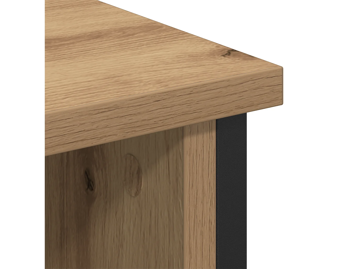 100x35x45 cm Artisan eikenhouten tv-kast in bewerkt hout en staal