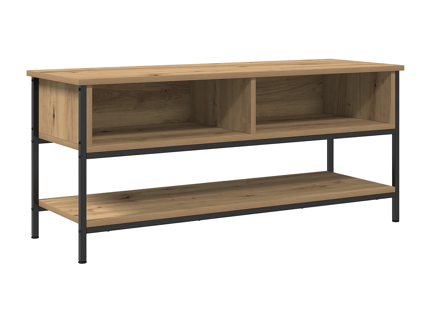100x35x45 cm Artisan eikenhouten tv-kast in bewerkt hout en staal