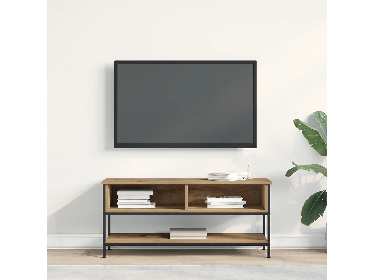 Mobile TV Artisan Oak 100x35x45 cm in legno ingegnerizzato e acciaio