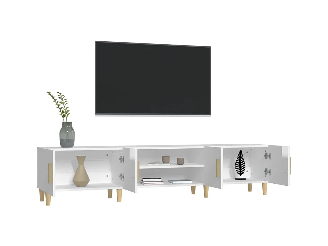 Meuble TV blanc brillant 180x31,5x40 cm bois d'ingénierie