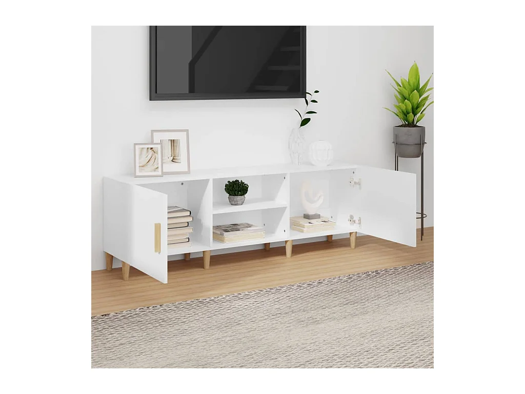 Meuble TV Blanc 150x30x50 cm Bois d'ingénierie