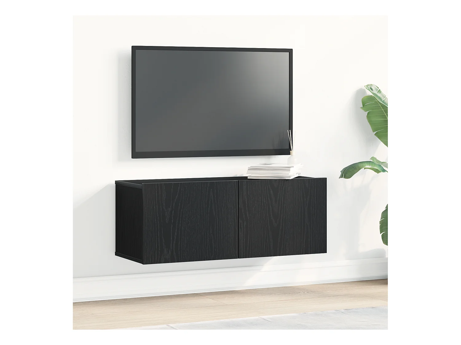 Armoires murales (ensemble de 2) - Chêne noir, 80x30x30 cm, en bois d'ingénierie