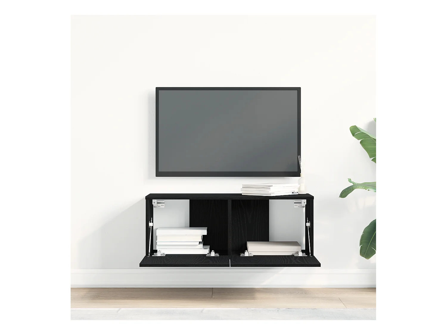 Armoires murales (ensemble de 2) - Chêne noir, 80x30x30 cm, en bois d'ingénierie