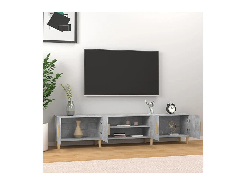 Meuble TV gris béton 180x31,5x40 cm bois d'ingénierie