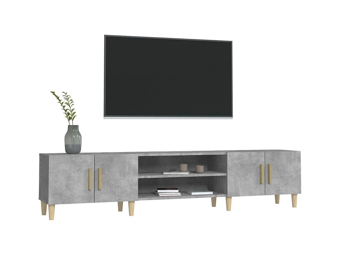 Meuble TV gris béton 180x31,5x40 cm bois d'ingénierie
