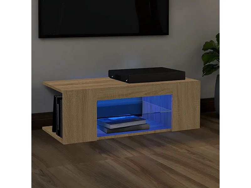 TV-meubel met LED-verlichting Sonoma eiken 90x39x30 cm