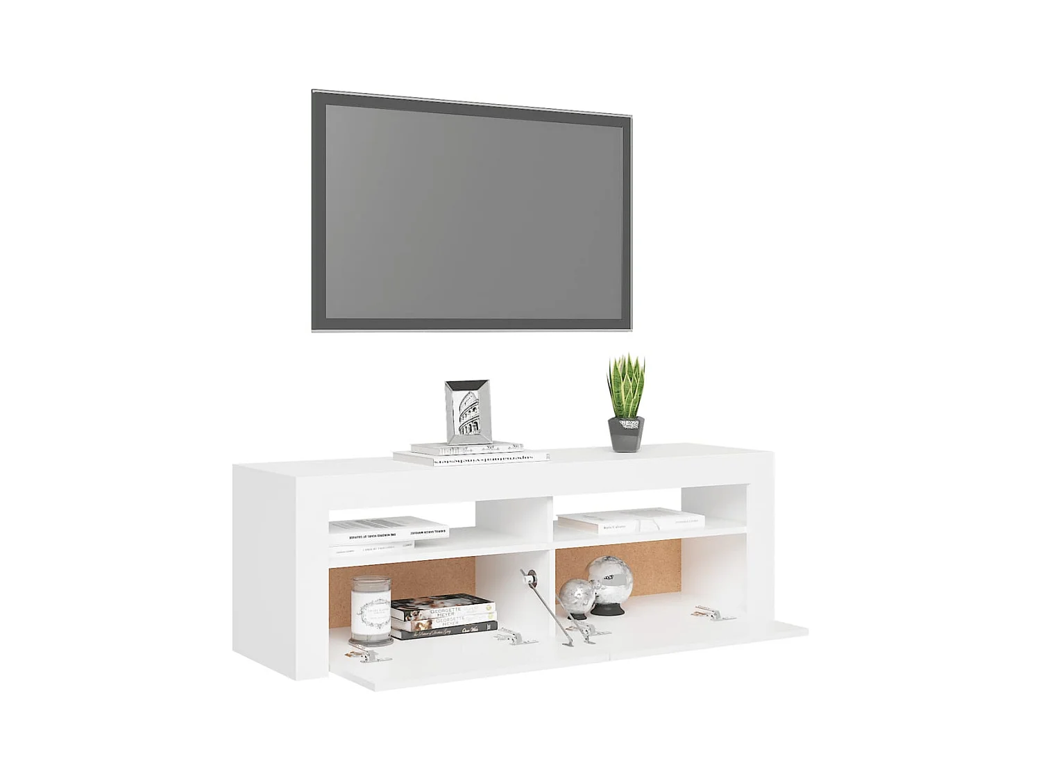 Meuble TV avec lumières LED blanc 120x35x40 cm