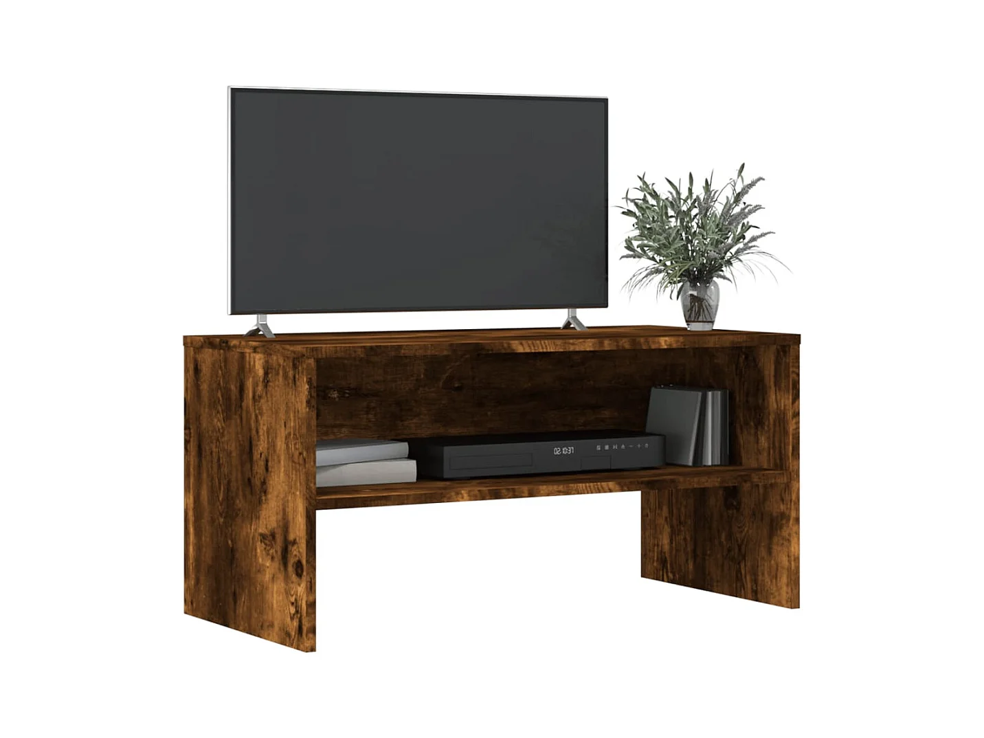 Meuble TV chêne fumé 80x40x40 cm bois d'ingénierie