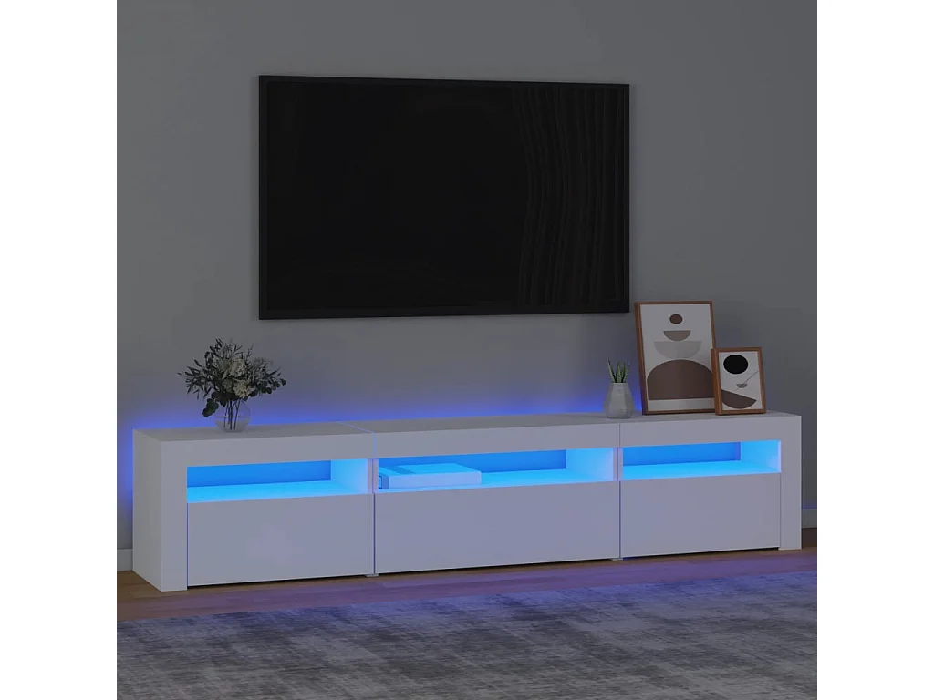 Mobile porta TV con luci LED Bianco 195x35x40 cm