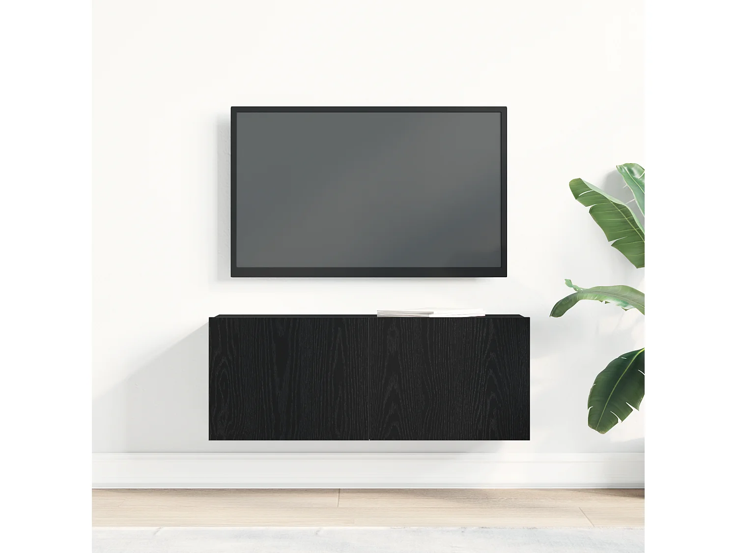Meuble TV en Chêne Noir de 80x30x30 cm en Bois Agencé