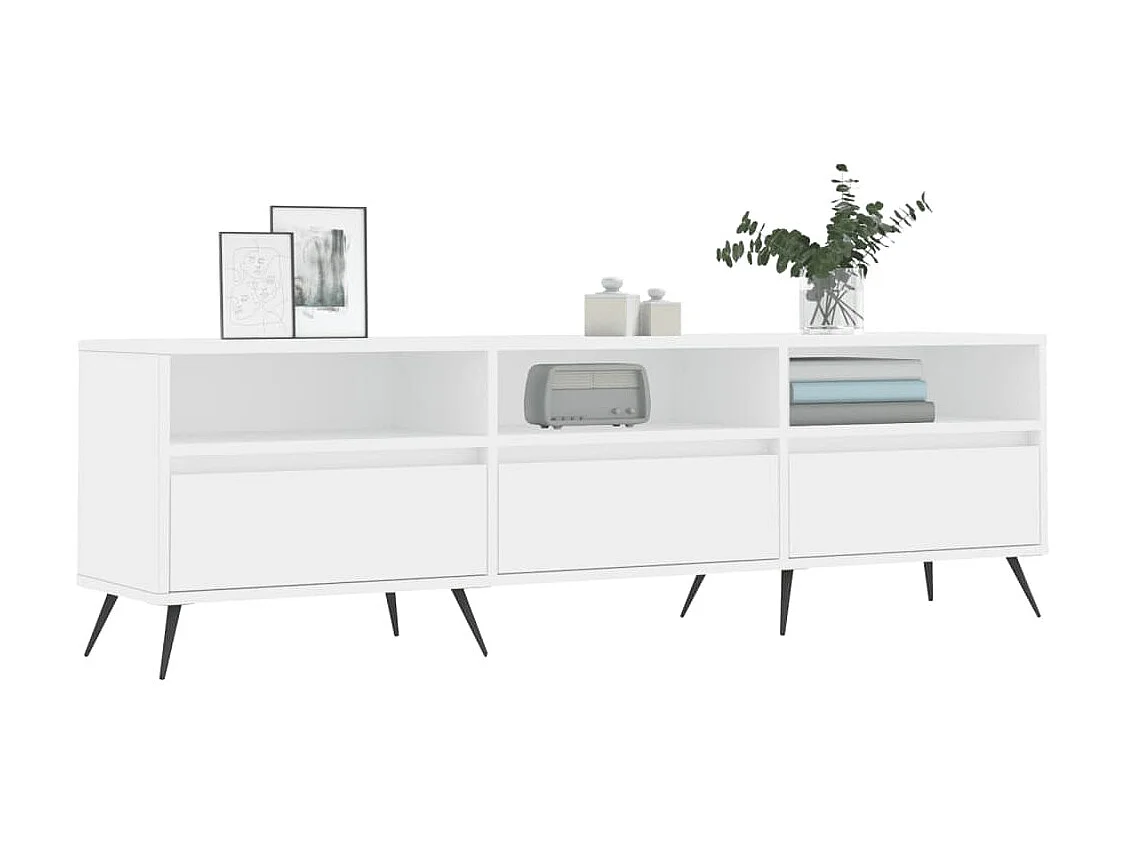 Meuble TV blanc 150x30x44,5 cm bois d'ingénierie