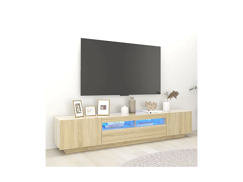 Meuble TV avec lumières LED Chêne sonoma 200x35x40 cm