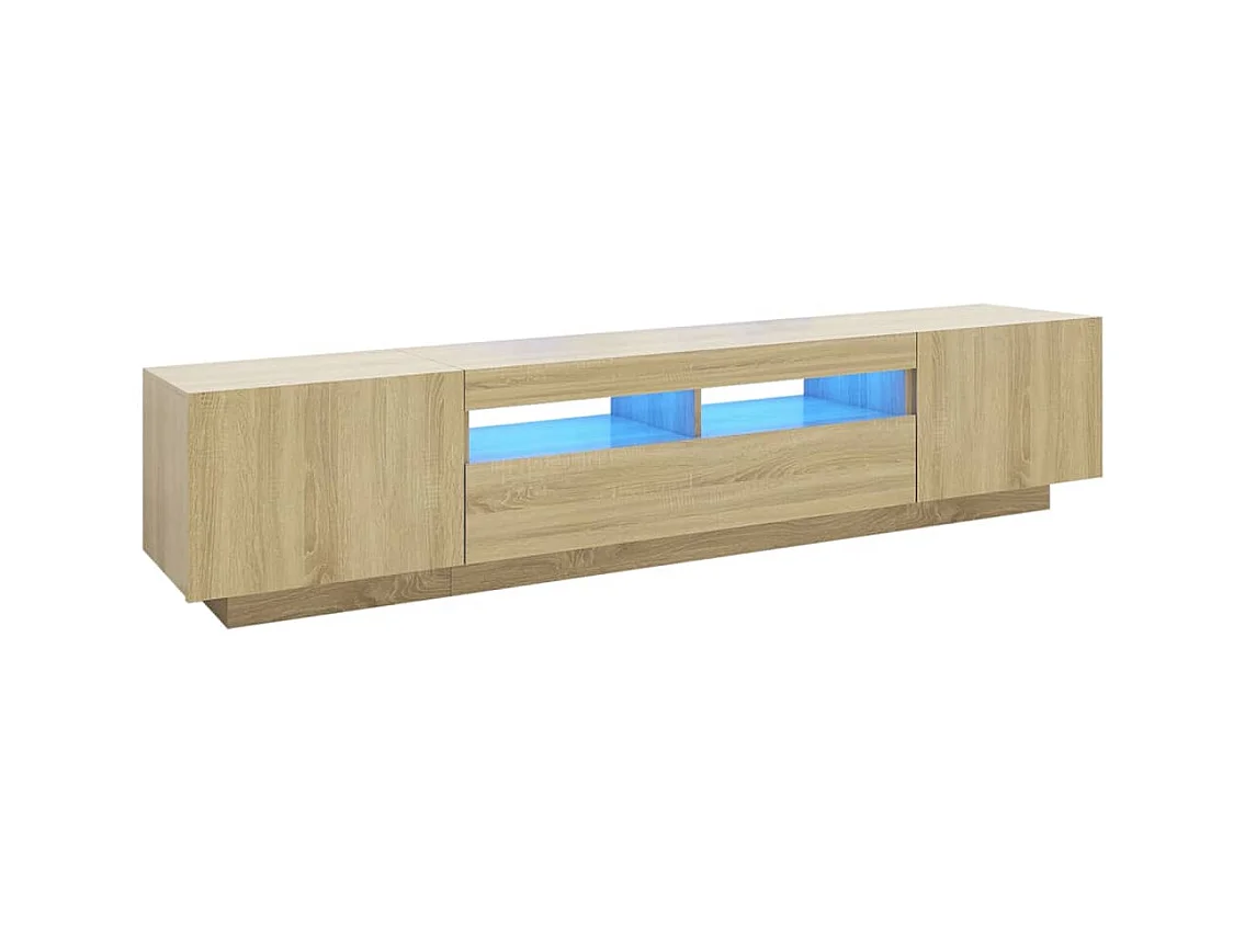 Meuble TV avec lumières LED Chêne sonoma 200x35x40 cm