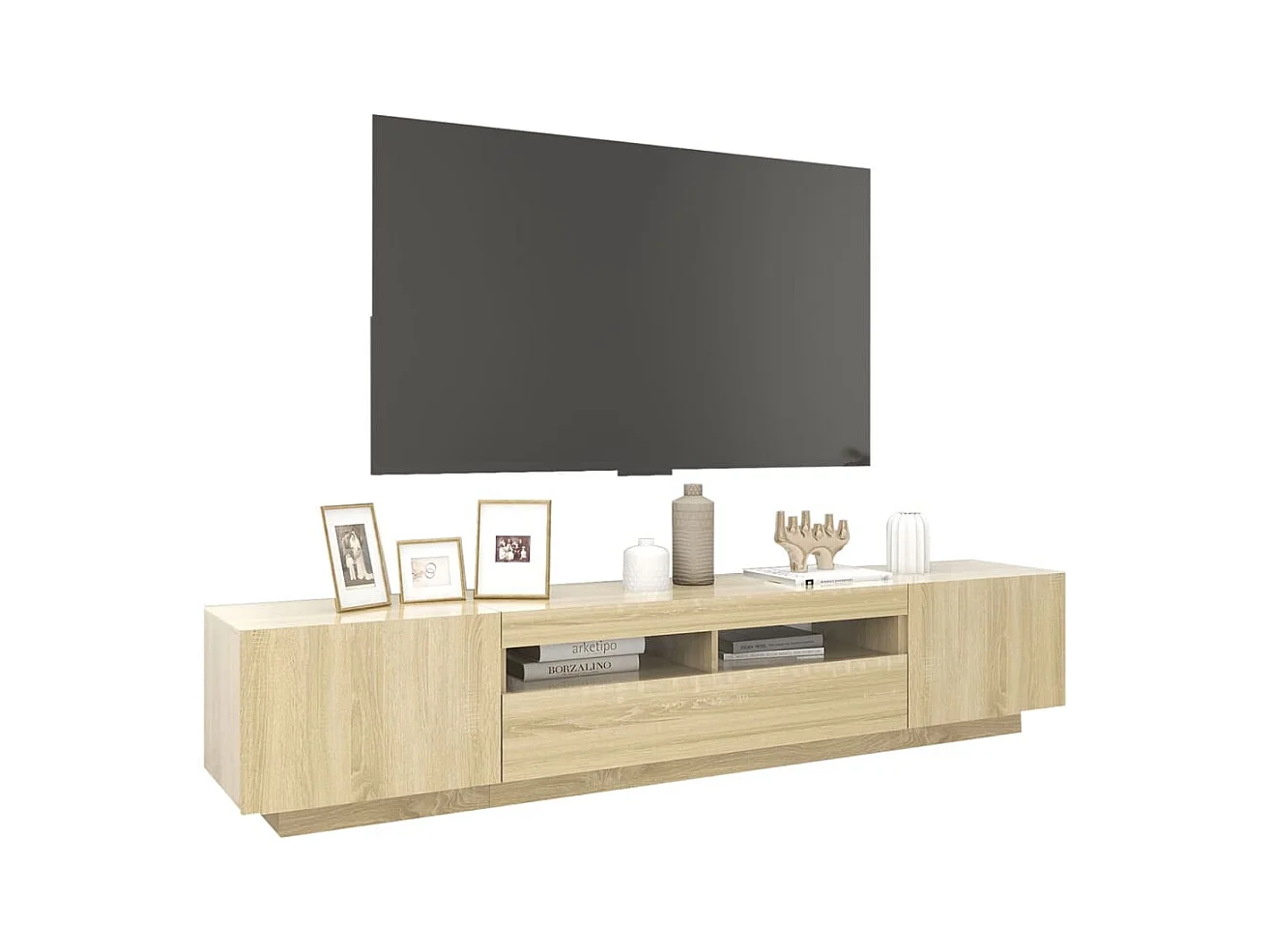 Meuble TV avec lumières LED Chêne sonoma 200x35x40 cm