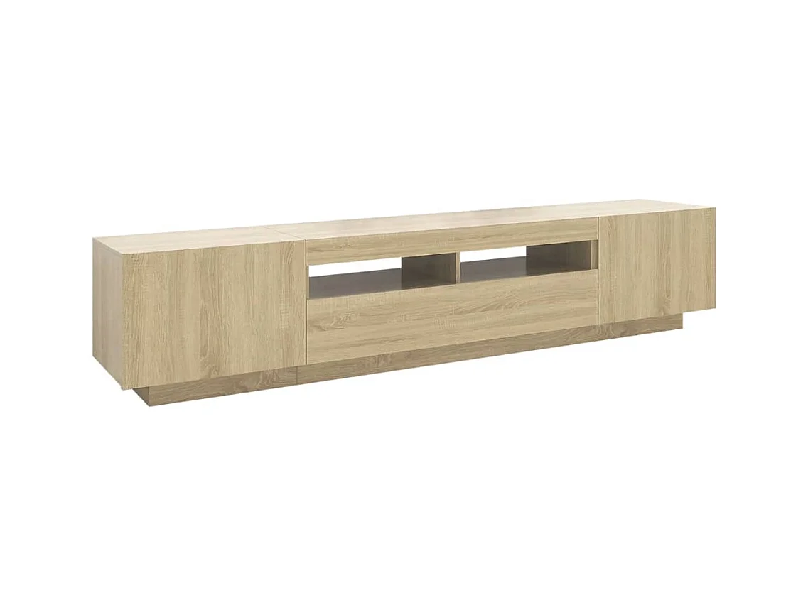 Meuble TV avec lumières LED Chêne sonoma 200x35x40 cm
