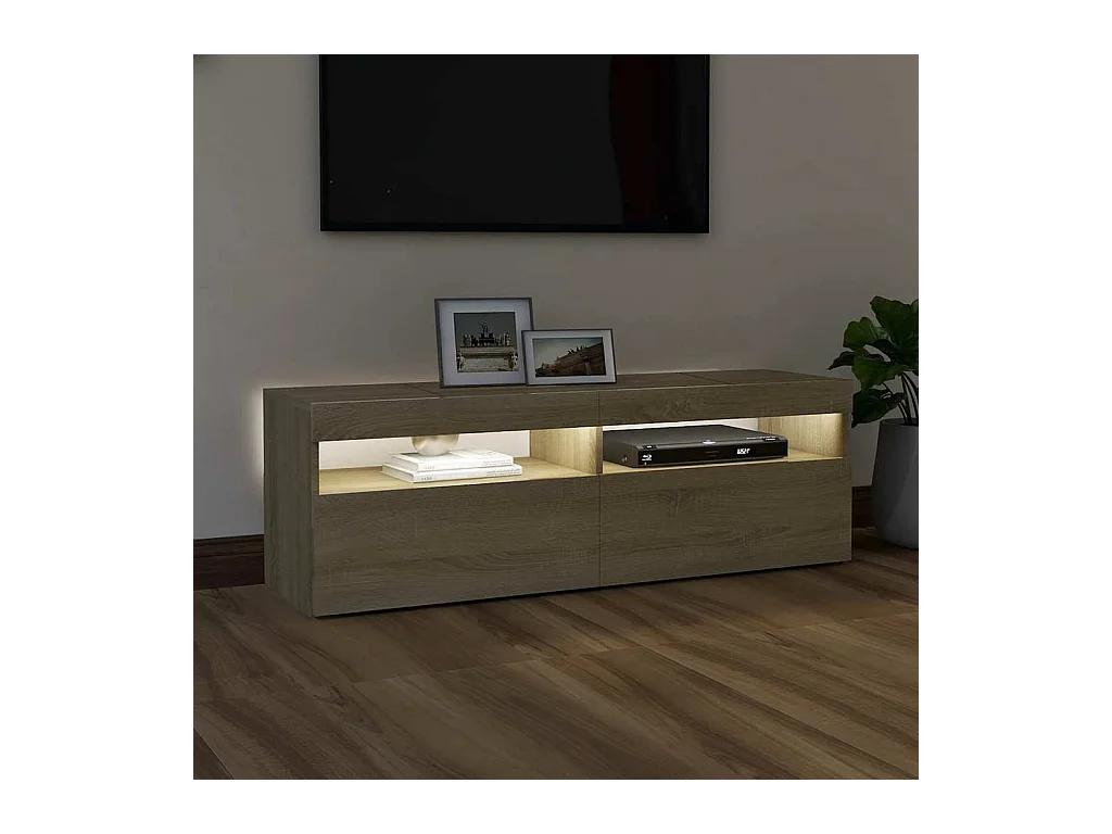 Mobile TV con luci LED Rovere Sonoma 120x35x40 cm