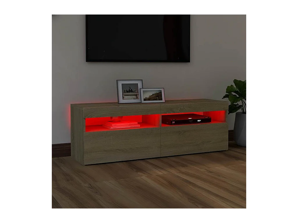 Mobile TV con luci LED Rovere Sonoma 120x35x40 cm