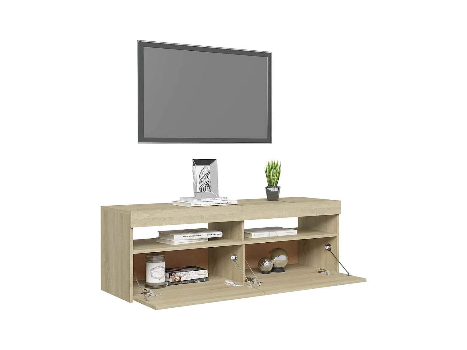Mobile TV con luci LED Rovere Sonoma 120x35x40 cm