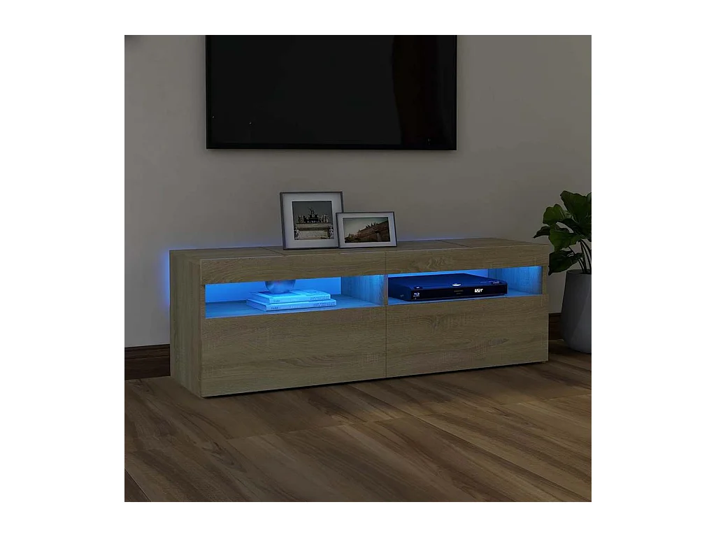 Mobile TV con luci LED Rovere Sonoma 120x35x40 cm