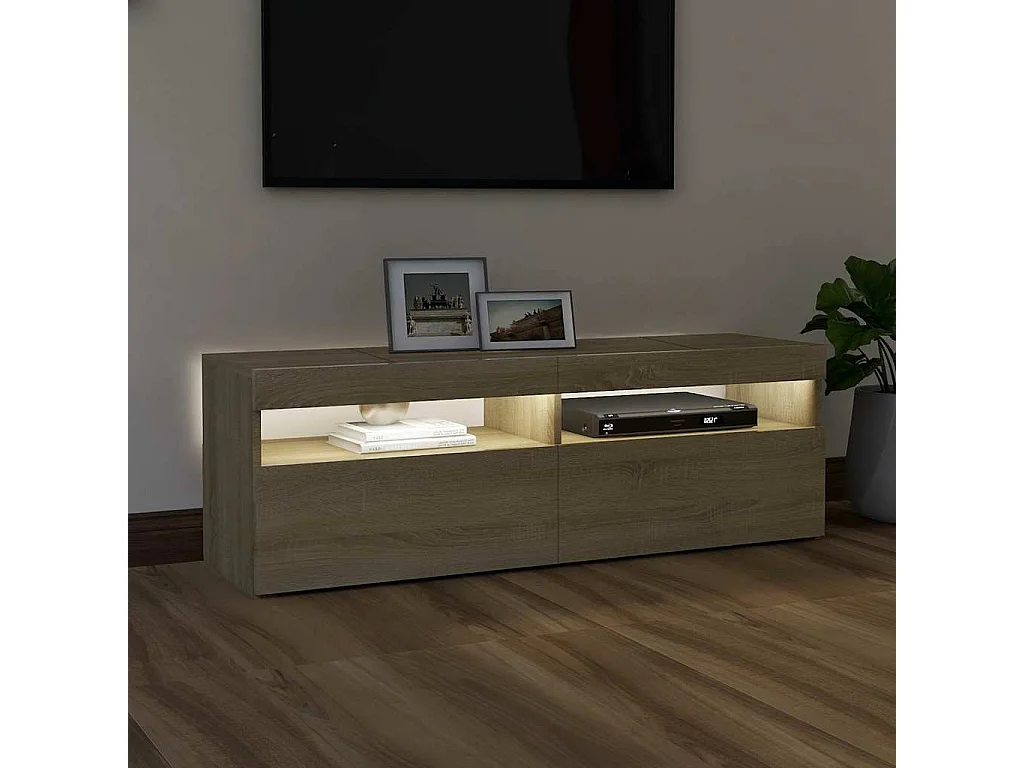 TV-Schrank mit LED-Leuchten Sonoma Eiche 120x35x40 cm