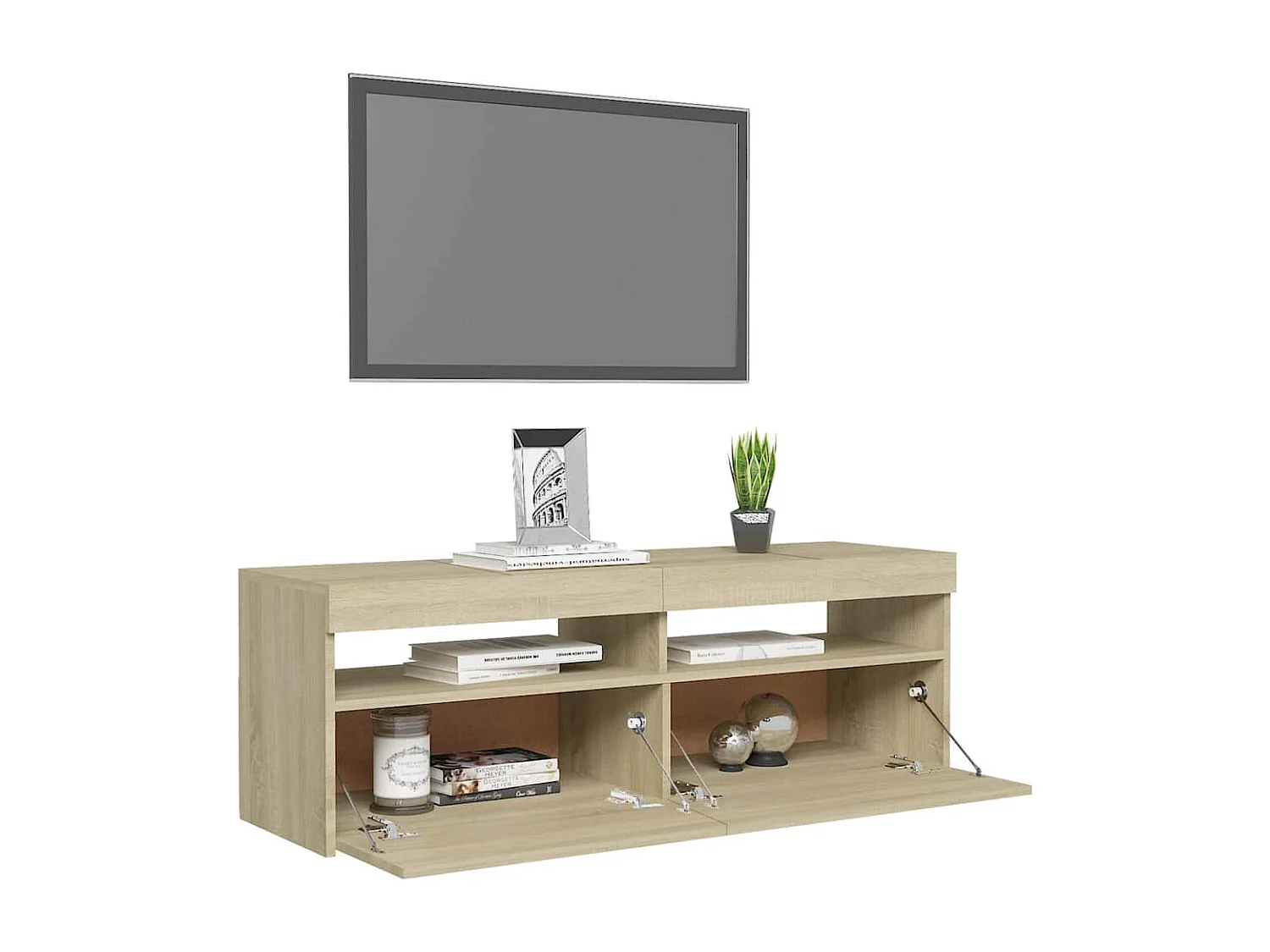 TV-Schrank mit LED-Leuchten Sonoma Eiche 120x35x40 cm