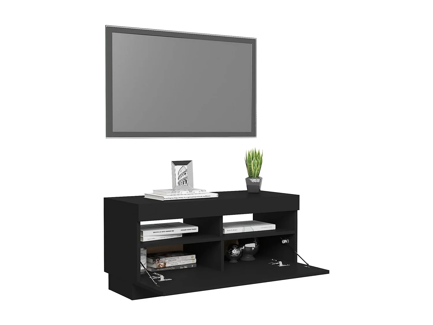 Meuble TV avec lumières LED noir 80x35x40 cm