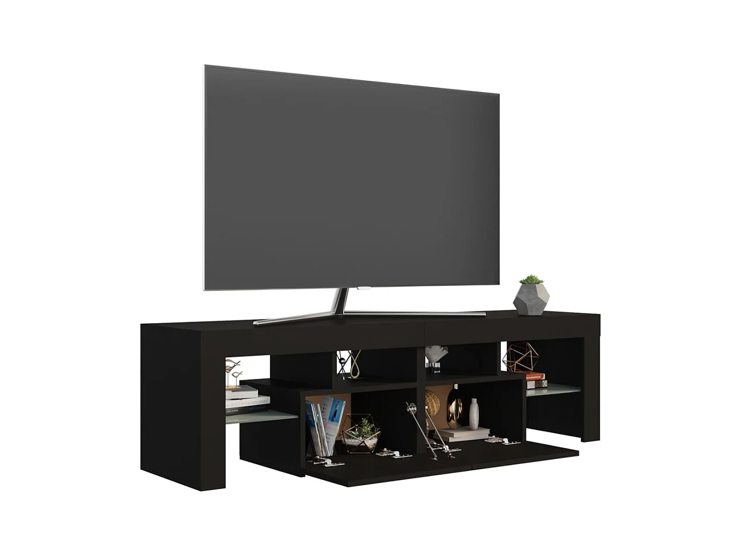 Meuble TV avec lumières LED Noir 140x36,5x40 cm