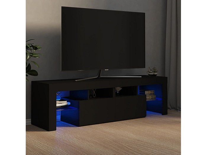 vidaXL Tv-meubel met LED 140x36,5x40 cm bewerkt hout zwart eiken