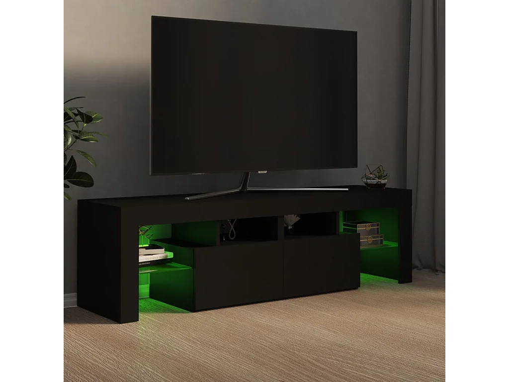 Mueble de TV con luces LED Negro 140x36,5x40 cm