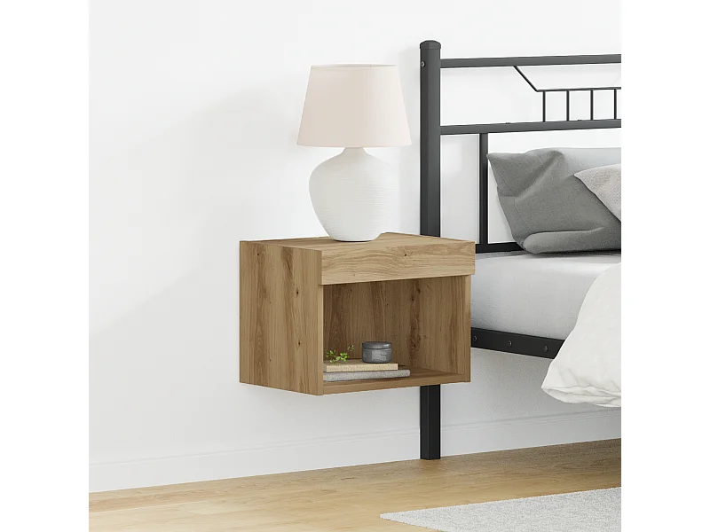 Wandschrank mit LED-Leuchten Handgefertigte Eiche 40x30x30 cm