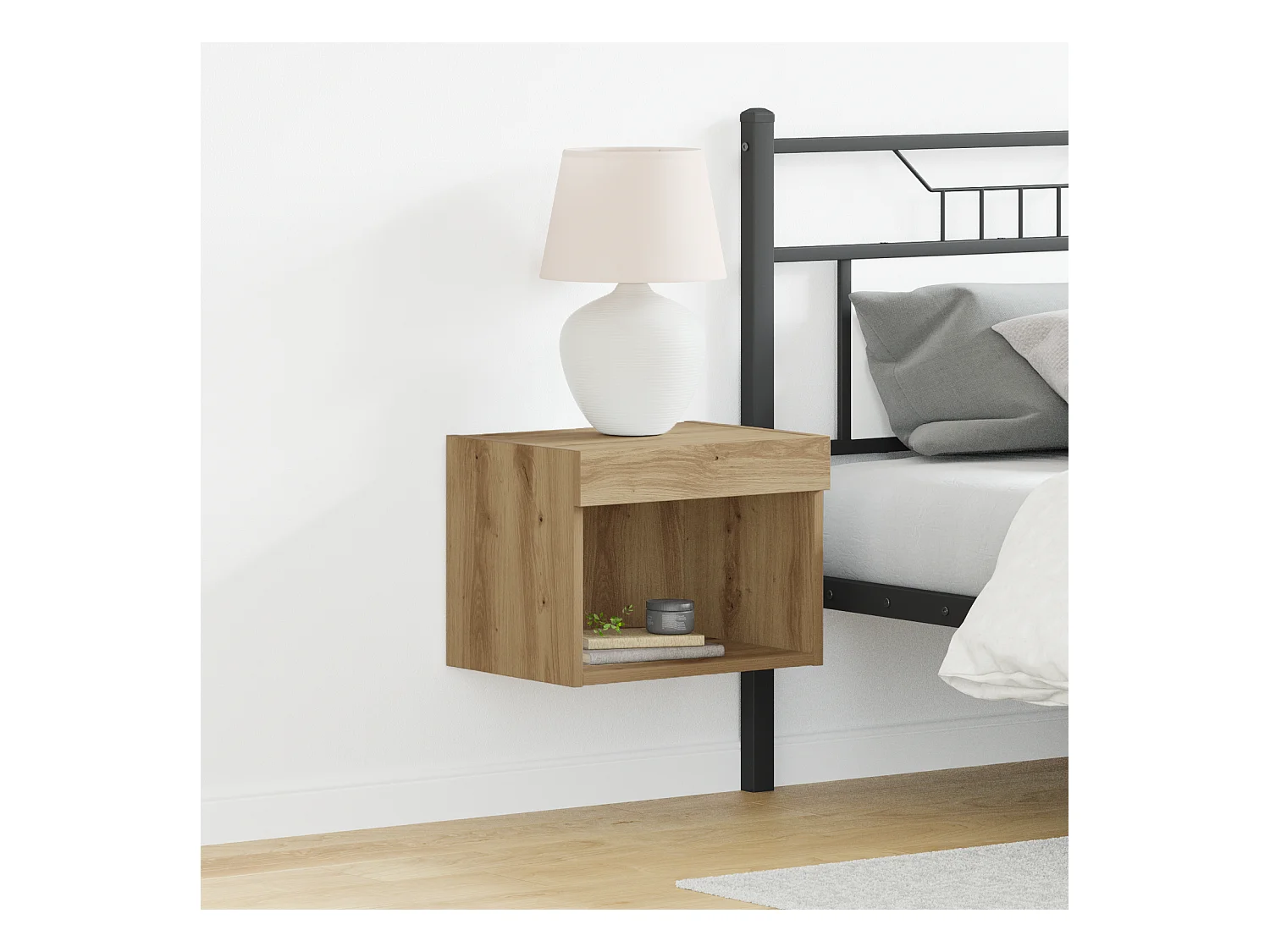 Armoire murale avec lumières LED Chêne artisanal 40x30x30 cm