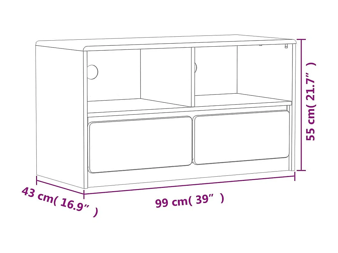 SAUDA eiken tv-meubel 99x43x55 cm massief grenenhout