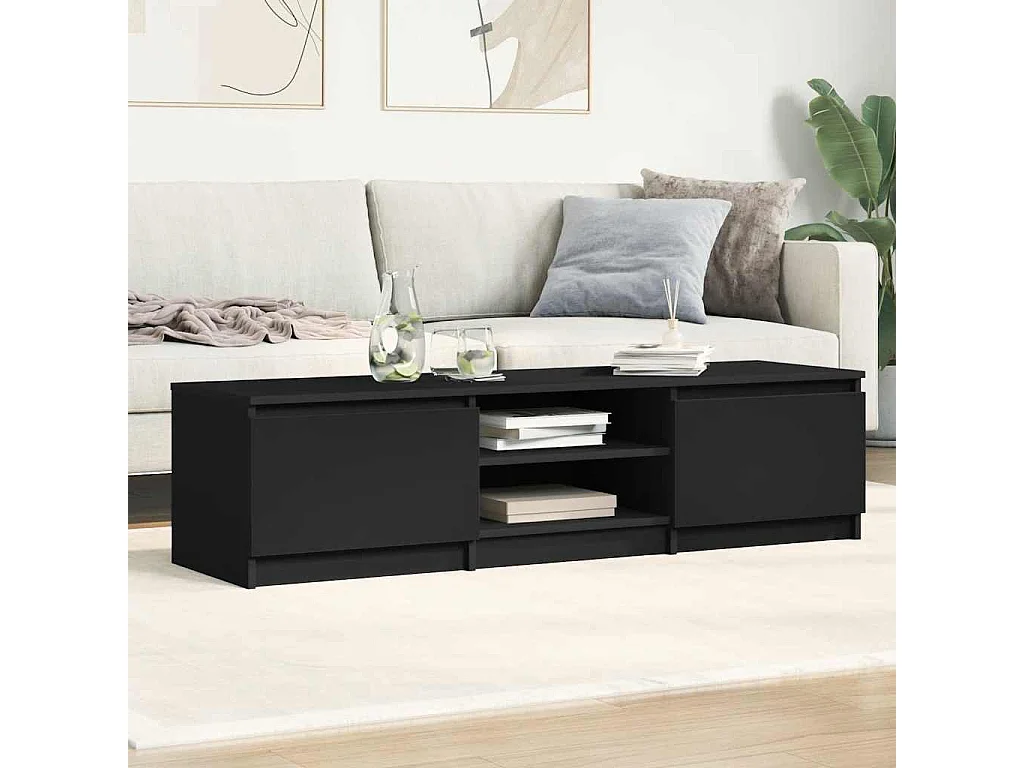 Mueble de TV negro 140x40x35,5 cm Madera de ingeniería