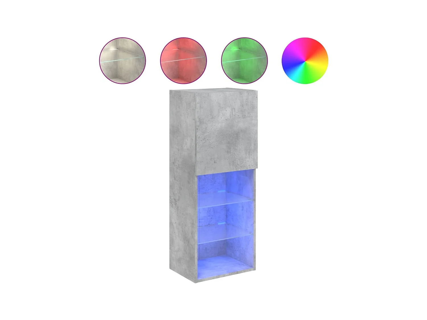 Meuble TV avec lumières LED gris béton 40,5x30x102 cm