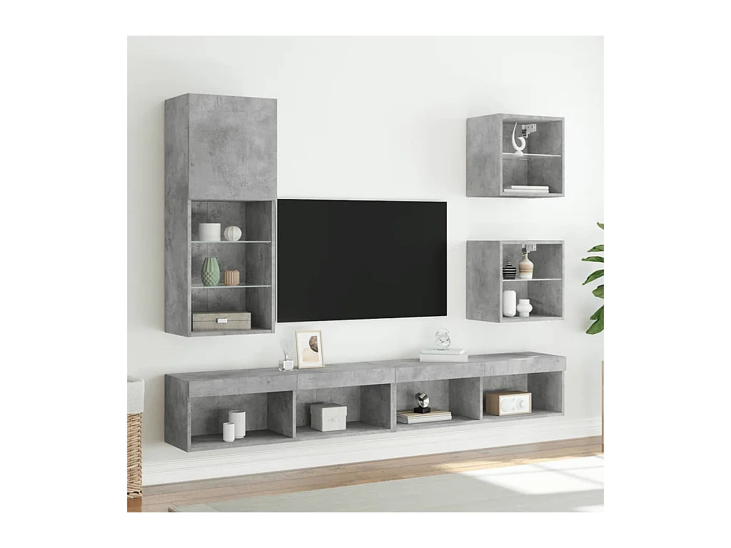 Meuble TV avec lumières LED gris béton 40,5x30x102 cm