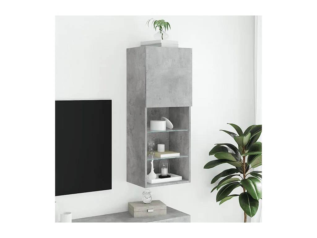 Meuble TV avec lumières LED gris béton 40,5x30x102 cm