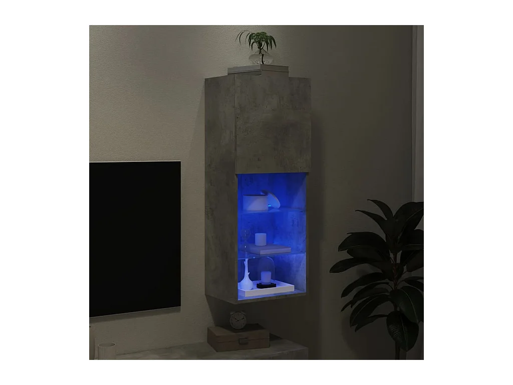 Meuble TV avec lumières LED gris béton 40,5x30x102 cm