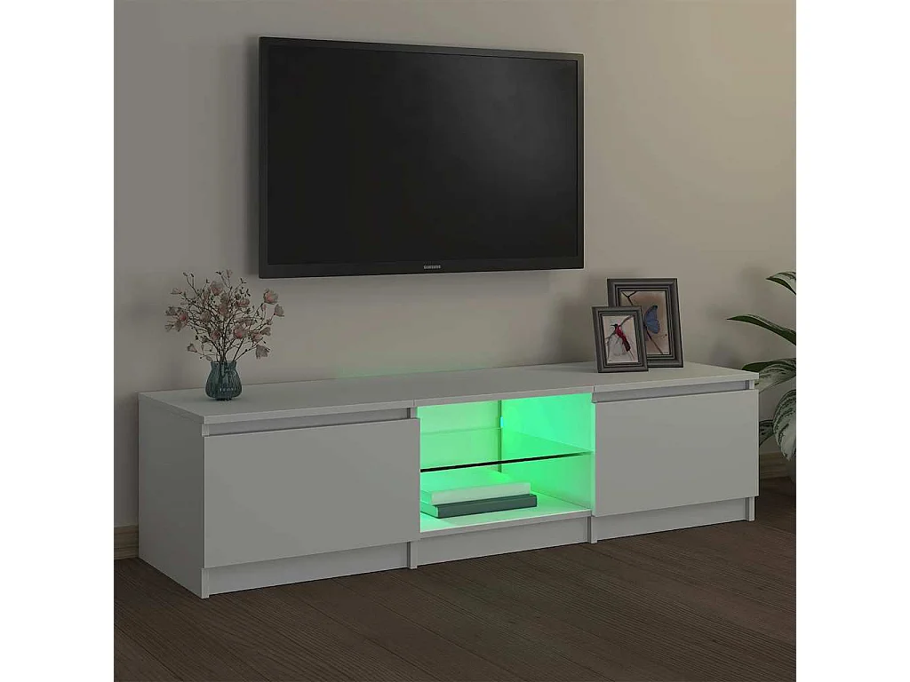 Meuble TV avec lumières LED blanc 140x40x36 cm