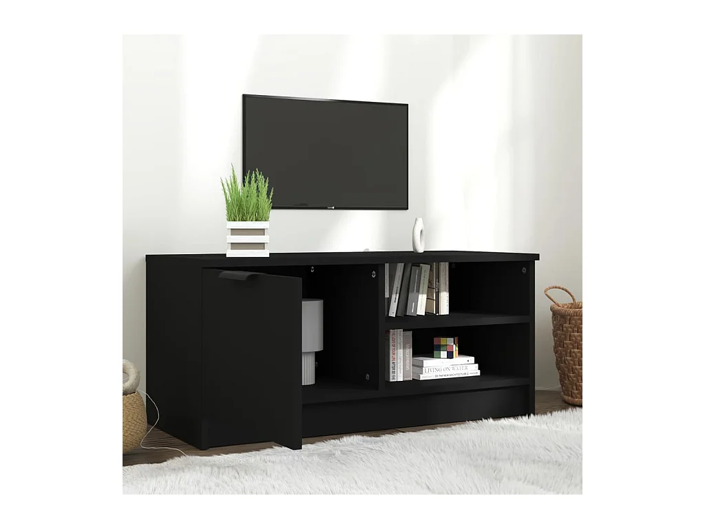 Meuble TV Noir 80x35x36,5 cm Bois d'ingénierie